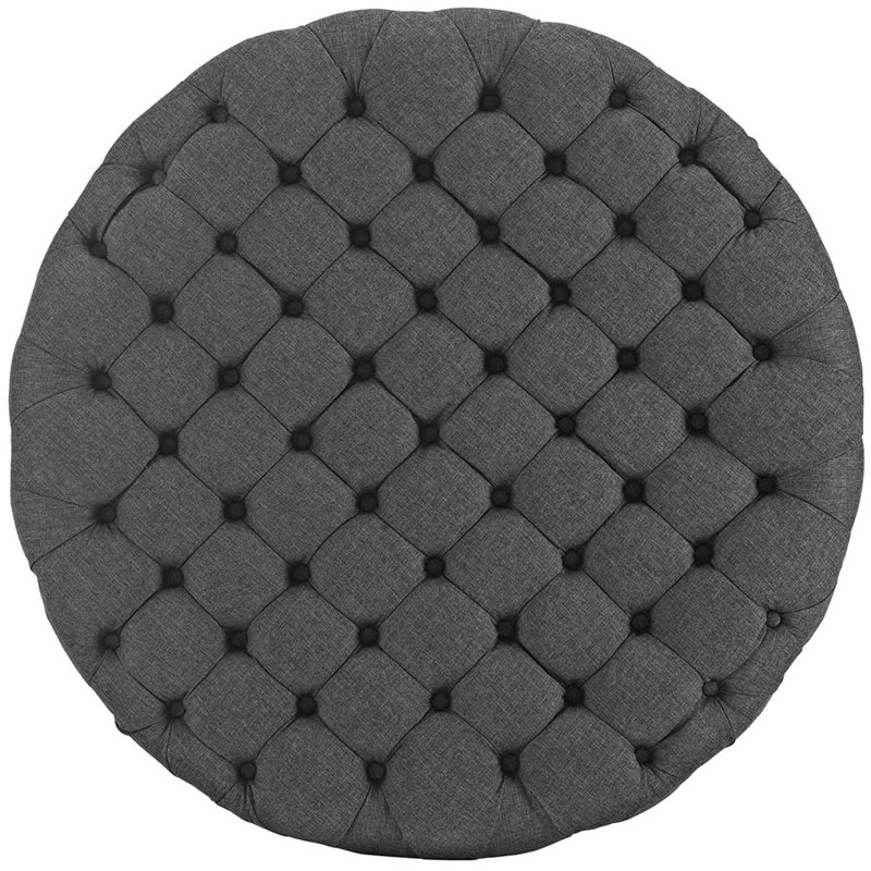 Modway Amour Modern Upholstered Fabric and Solid Wood Ottoman in Gray