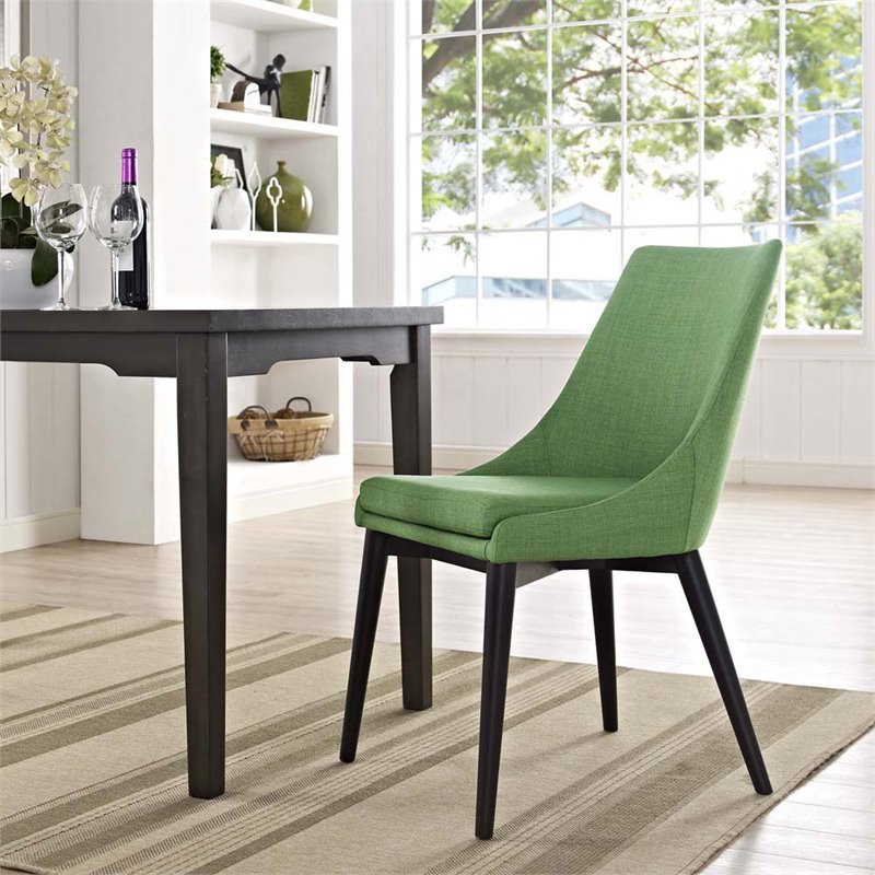 Modway Viscount Fabric Upholstered Dining Side Chair in Green | Cymax