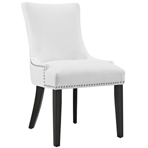 Modway Marquis 20.5&quot Solid Rubberwood and Vegan Leather Dining Chair in White