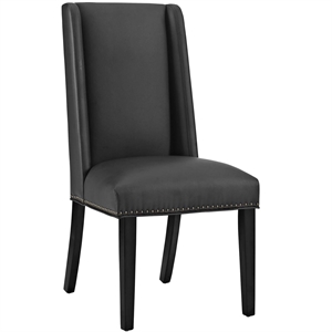 Modway Baron 20.5&quot Solid Rubberwood and Vegan Leather Dining Chair in Black