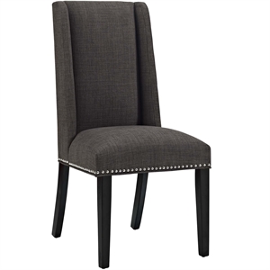 modway baron 20.5&quot solid rubberwood and polyester fabric dining chair in brown