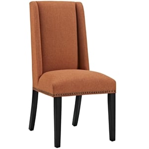 Modway Baron 20.5&quot Solid Rubberwood and Polyester Fabric Dining Chair in Orange