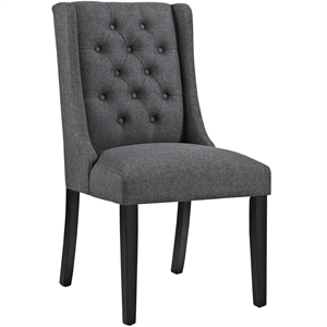 Modway Baronet 19.5&quot Button Tufted Polyester Fabric Dining Chair in Gray