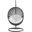 Modway Hide Steel Rattan Outdoor Patio Swing Chair with Stand in Gray/White