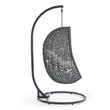 Modway Hide Steel Rattan Outdoor Patio Swing Chair with Stand in Gray/White