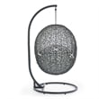 Modway Hide Steel Rattan Outdoor Patio Swing Chair with Stand in Gray/White