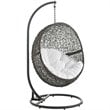 Modway Hide Steel Rattan Outdoor Patio Swing Chair with Stand in Gray/White