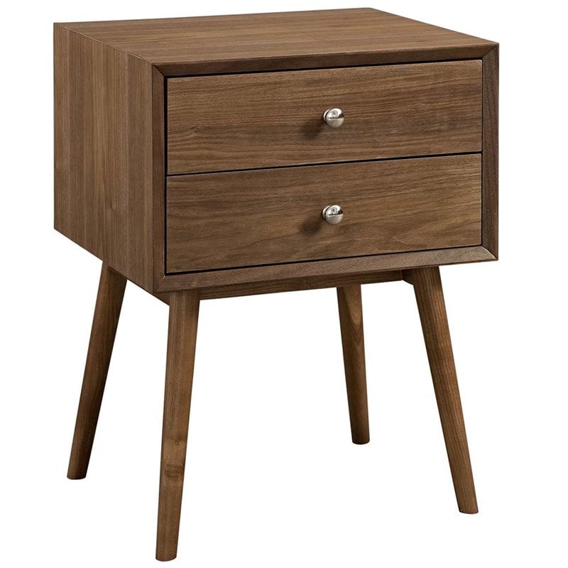 Modway Dispatch Modern Style Wood and Metal Nightstand in Walnut