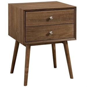 Modway Dispatch Modern Style Wood and Metal Nightstand in Walnut