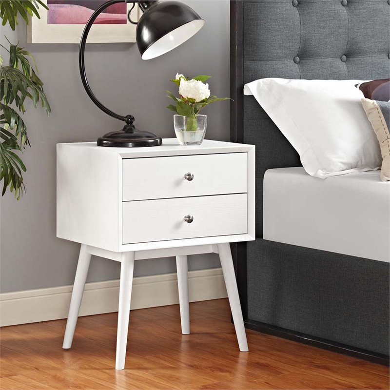 Modway Dispatch Modern Style Wood and Metal Nightstand in White