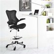 Modway Charge Modern Style Vinyl and Nylon Drafting Chair in Black