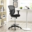Modway Articulate Modern Mesh Fabric and Steel Drafting Chair in Black
