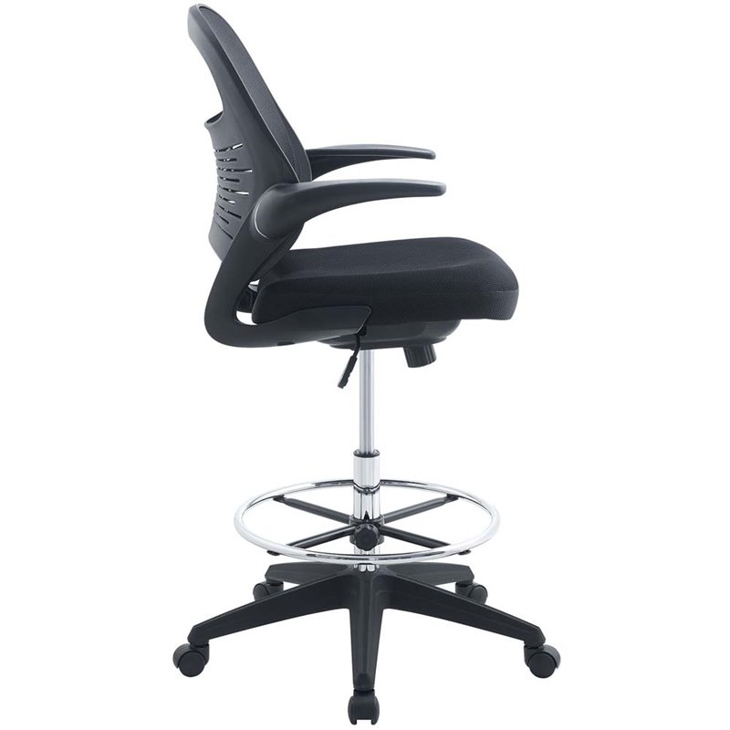 Modway Advance Modern Mesh Fabric and Steel Drafting Chair in Black