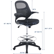 Modway Advance Modern Mesh Fabric and Steel Drafting Chair in Black