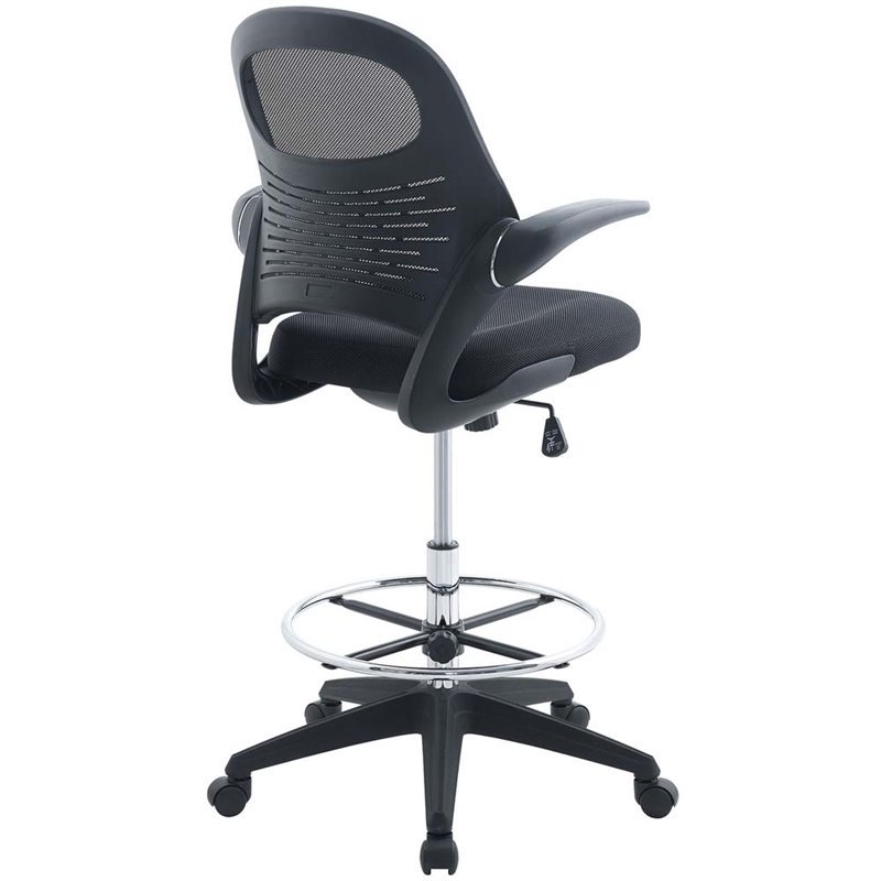 Modway Advance Modern Mesh Fabric and Steel Drafting Chair in Black