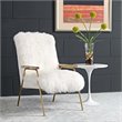 Modway Sprint Wool Vinyl and Solid Oak Wood Sheepskin Armchair in Brown/White