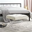 Modway Swift Solid Wood and Velvet Polyester Fabric Bench in Ivory