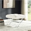 Modway Swift Solid Wood and Velvet Polyester Fabric Bench in Ivory