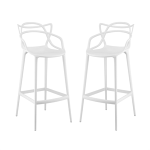 Modway Entangled 30.5&quot Bar Stool in White (Set of 2)