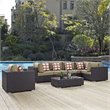 Modway Convene 7-Piece Rattan Aluminum Patio Sectional Set in Espresso/Mocha