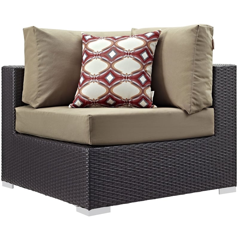 Modway Convene 5-Piece Rattan Aluminum Patio Sectional Set in Espresso/Mocha
