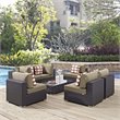 Modway Convene 7-Piece Rattan Aluminum Patio Sectional Set in Espresso/Mocha