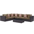 Modway Convene 7-Piece Rattan Aluminum Patio Sectional Set in Espresso/Mocha