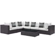 Modway Convene 7-Piece Rattan Aluminum Patio Sectional Set in Espresso/Mocha