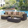 Modway Convene 5-Piece Rattan Aluminum Patio Sectional Set in Espresso/Mocha