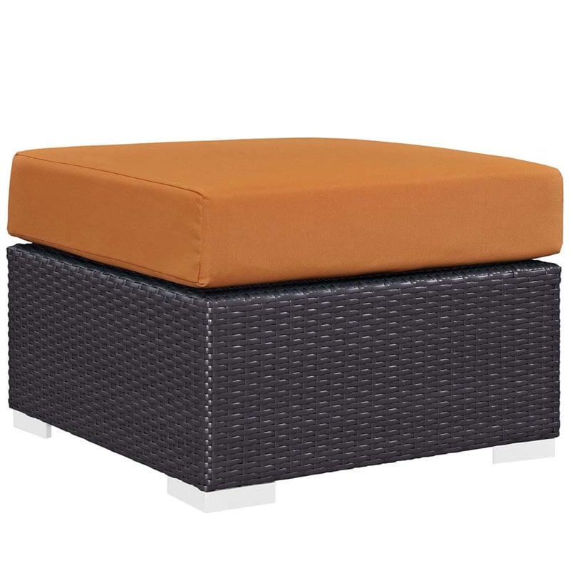Modway Convene 5-Piece Rattan Aluminum Patio Sectional Set in Espresso/Orange