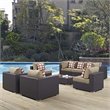 Modway Convene 8-Piece Rattan Aluminum Patio Sectional Set in Espresso/Mocha