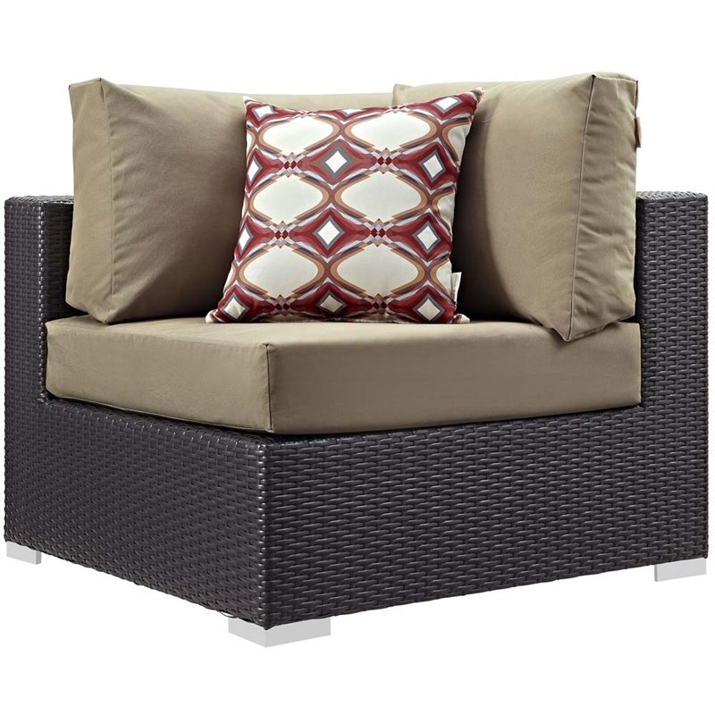 Modway Convene 8-Piece Rattan Aluminum Patio Sectional Set in Espresso/Mocha