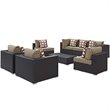 Modway Convene 8-Piece Rattan Aluminum Patio Sectional Set in Espresso/Mocha
