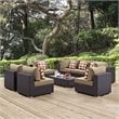 Modway Convene 8-Piece Rattan Aluminum Patio Sectional Set in Espresso/Mocha