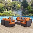 Modway Convene 8-Piece Rattan Aluminum Patio Sectional Set in Espresso/Orange