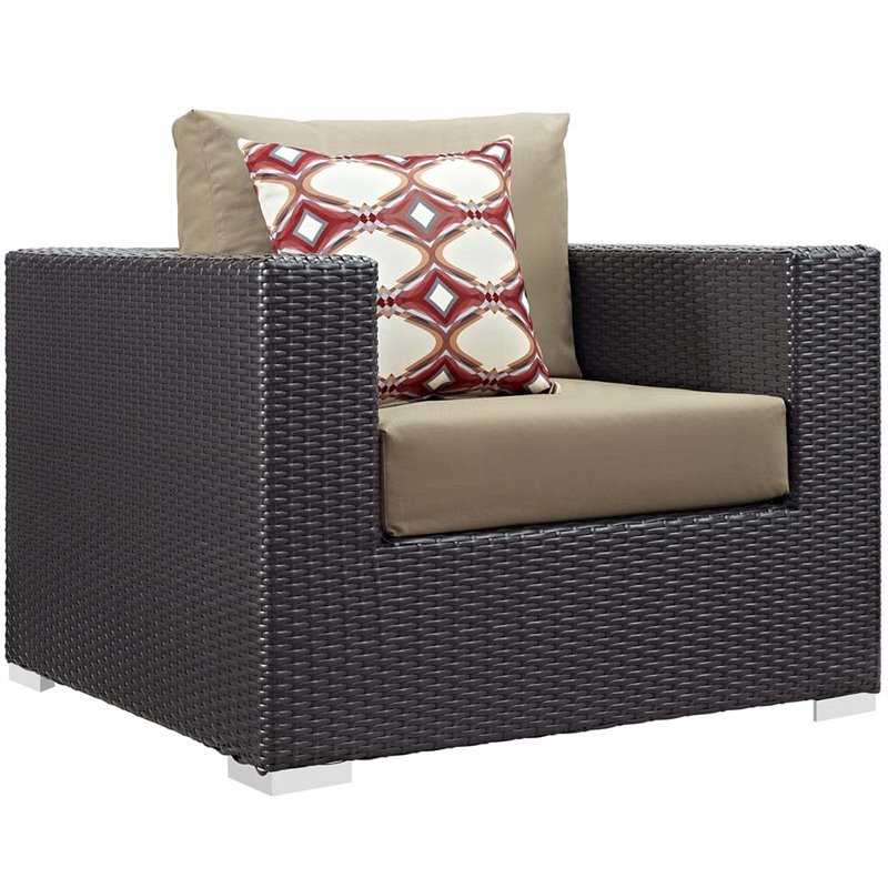 Modway Convene 6-Piece Rattan Aluminum Patio Sectional Set in Espresso/Mocha