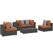 Modway Sojourn 5-Piece Rattan Fabric Patio Sectional Set in Canvas/Tuscan