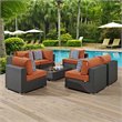 Modway Sojourn 7-Piece Rattan Fabric Patio Sectional Set in Canvas/Tuscan