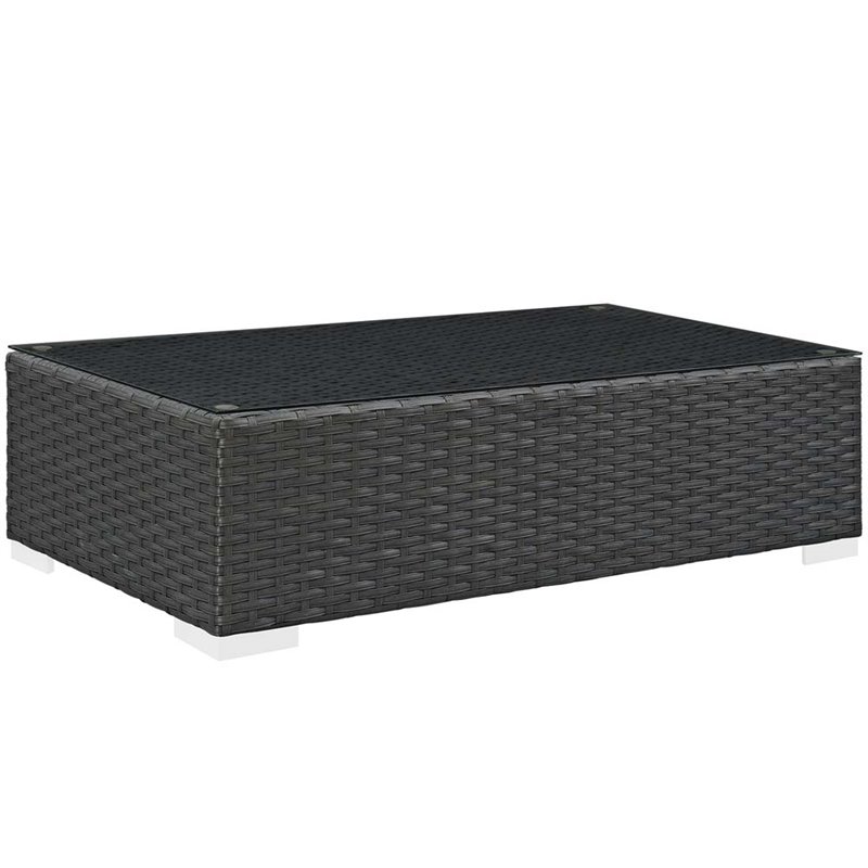 Modway Sojourn 3-Piece Rattan Fabric Patio Sectional Set in Canvas/Navy