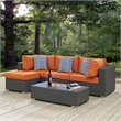 Modway Sojourn 5-Piece Rattan Fabric Patio Sectional Set in Canvas/Tuscan