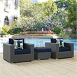 Modway Sojourn 3-Piece Rattan Fabric Patio Sectional Set in Canvas Gray/Navy