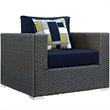 Modway Sojourn 3-Piece Rattan Fabric Patio Sectional Set in Canvas Gray/Navy