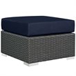Modway Sojourn 3-Piece Rattan Fabric Patio Sectional Set in Canvas Gray/Navy