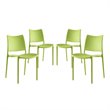 Modway Hipster Polypropylene Plastic Dining Side Chair in Green (Set of 4)