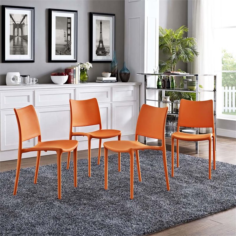 Orange dining room discount chairs set of 4