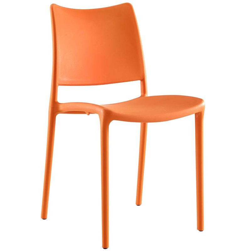 Modway Hipster Polypropylene Plastic Dining Side Chair in Orange (Set of 4)