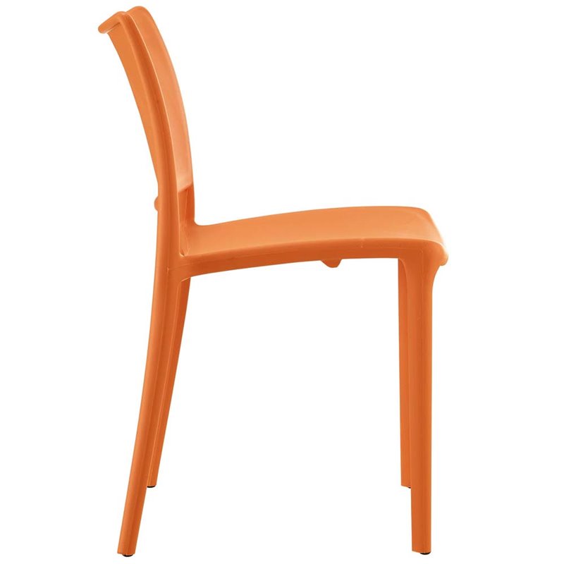 Modway Hipster Polypropylene Plastic Dining Side Chair in Orange (Set of 4)