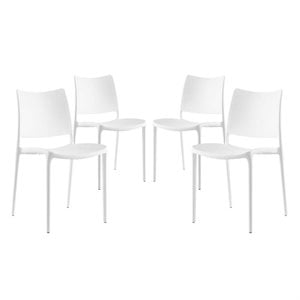 Modway Hipster Polypropylene Plastic Dining Side Chair in White (Set of 4)