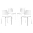 Modway Hipster Polypropylene Plastic Dining Side Chair in White (Set of 4)