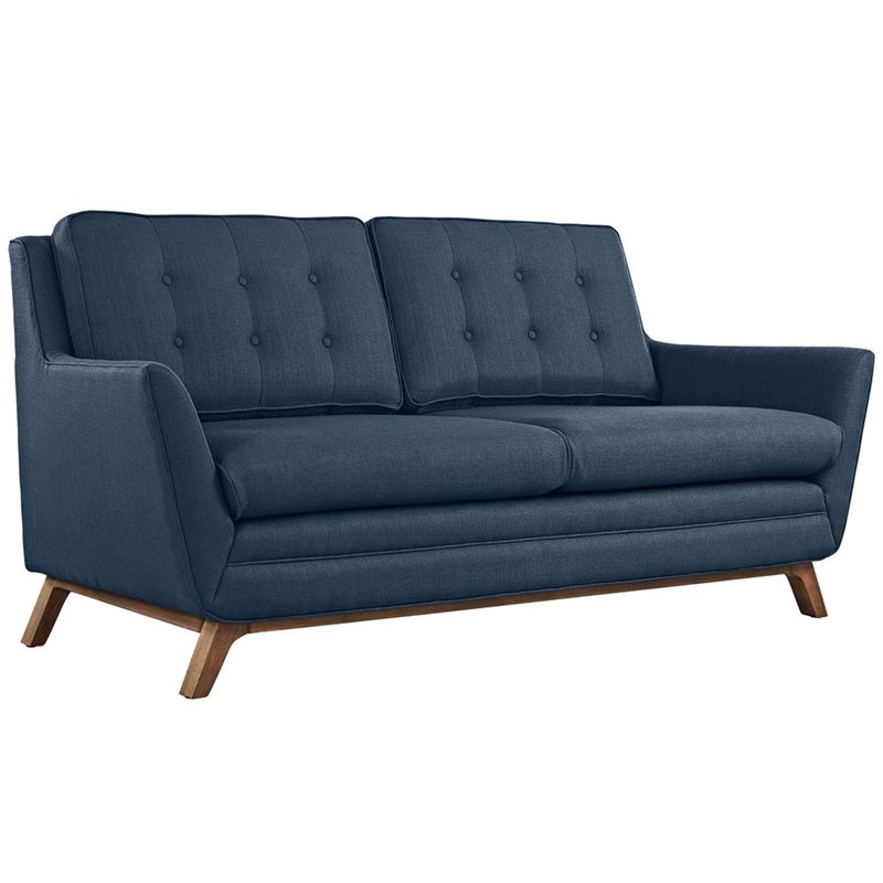 Modway Beguile Upholstered Fabric and Wood Living Room Set in Azure (Set of 3)